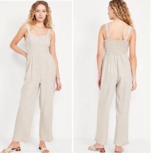 Old Navy Women’s Natural Linen Blend Cami Jumpsuit M Tall NWT